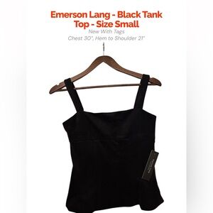 Emerson Lang Black Square Neck Tank Top Size Small NWT Minimalist